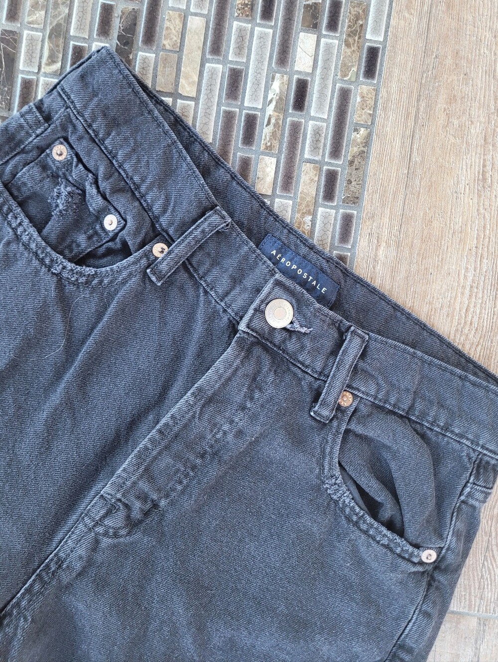 Aéropostale 90s Baggy Black Washed Denim Jeans Size 6